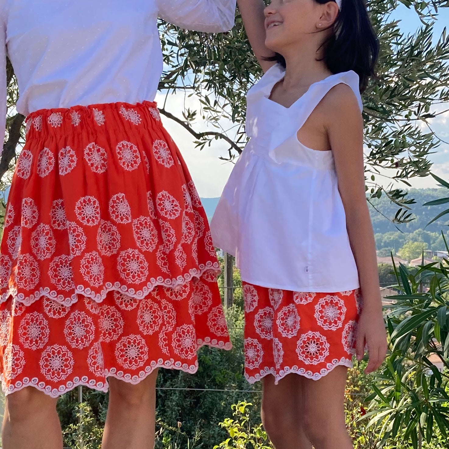 Laeti & Léa Jupe Esméralda enfant coton brodé Bleu