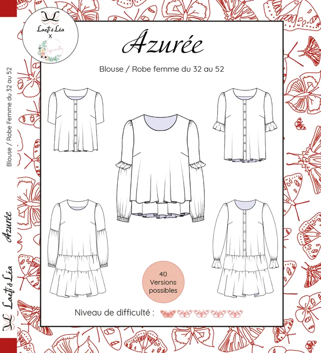Laeti & Léa Azurée patron couture blouse robe PDF 32-52