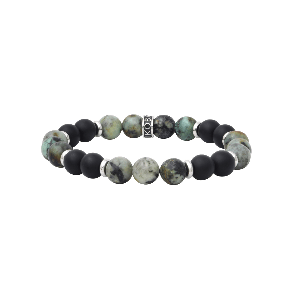 IKOBA Bracelets turquoise africaine agate noire 8mm bracelet pierre
