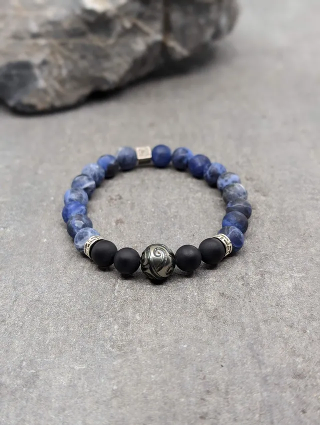 IKOBA Bracelets sodalite agate noire bracelet perle Tahiti