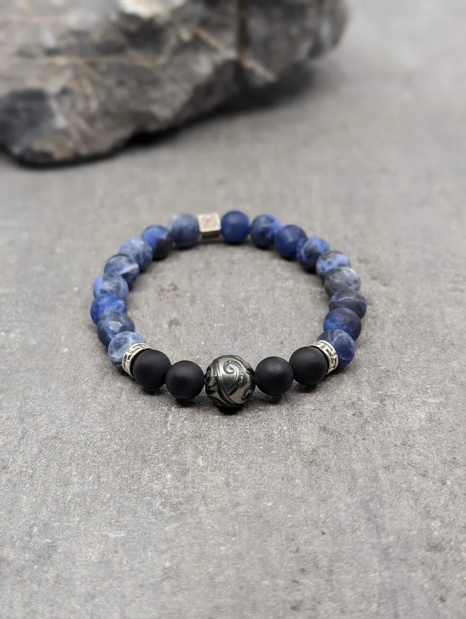 IKOBA Bracelets sodalite agate noire bracelet perle Tahiti