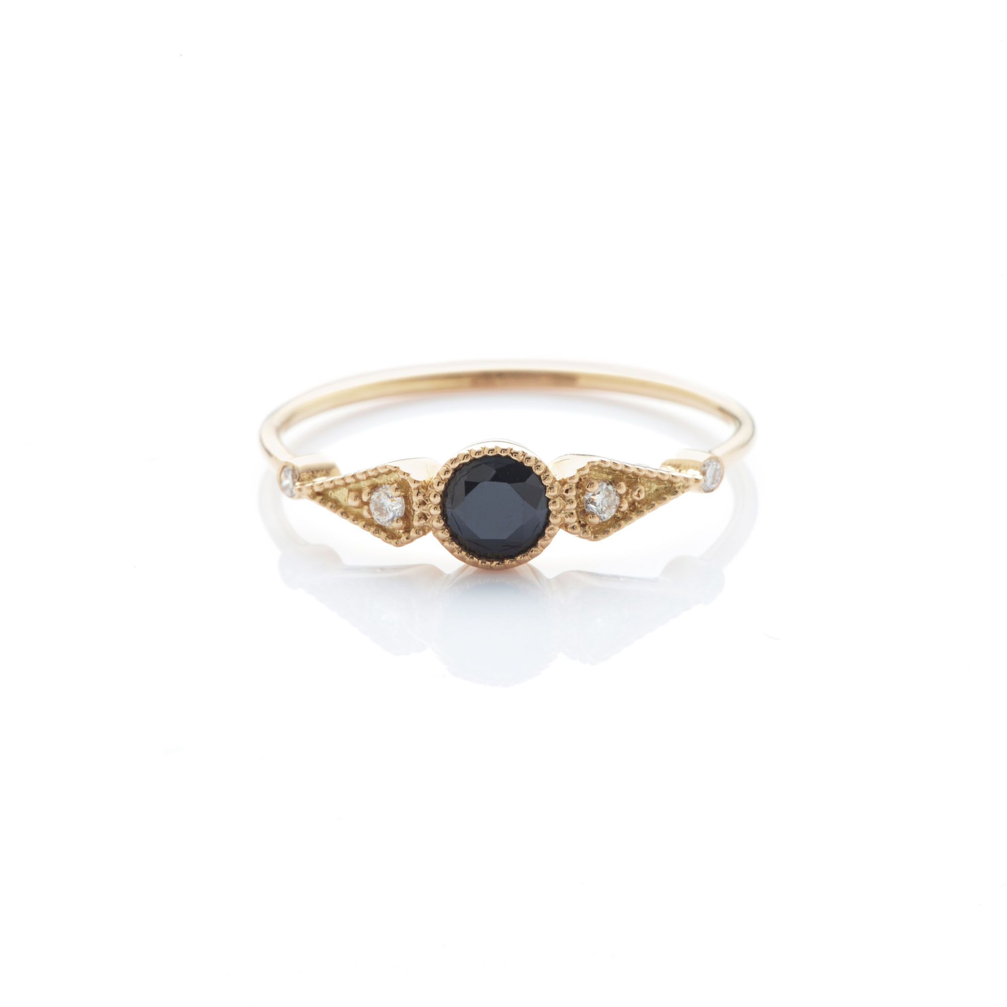 Angèle Brousse Stella round onyx bague or 18 carats onyx 4 mm